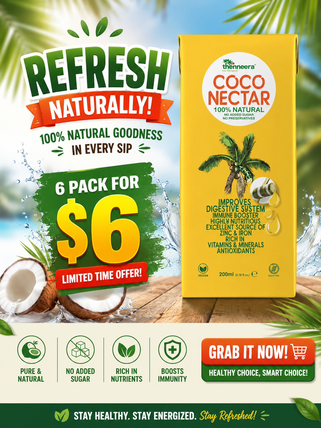 Coconut Nectar Juice - 6 Pack for $6